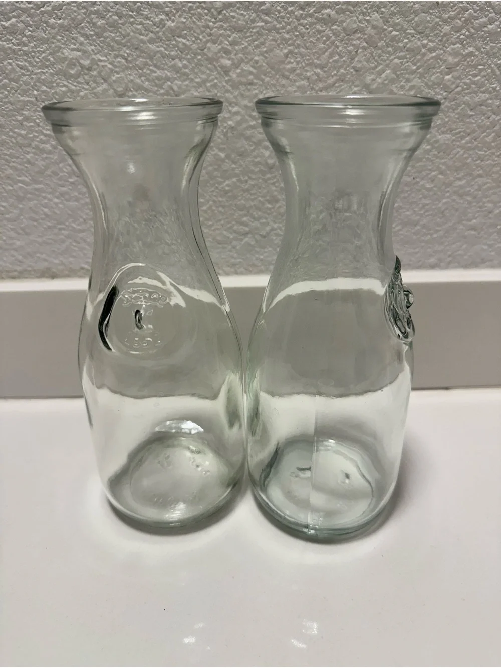 Mason Clear Glass Carafe Pair